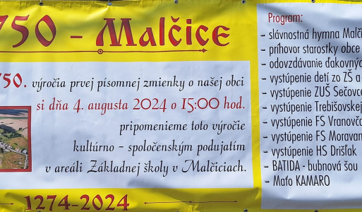 750. výročie prvej písomnej zmienky o obci Malčice 