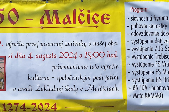 750. výročie prvej písomnej zmienky o obci Malčice